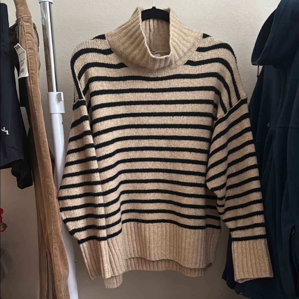 a new day Cream and Black Cowl Neck Sweater